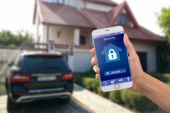 security app on phone to lock house door